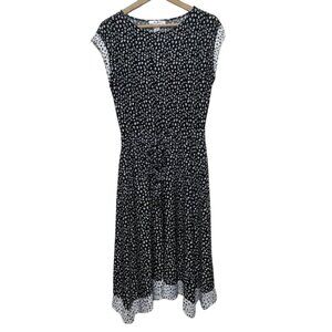 WHITE HOUSE BLACK MARKET | Black & White Leopard Print Handkerchief Dress | XS